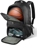 BROTOU Basketball Backpack, Large Basketball Bag with Shoes and Ball Compartment, Soccer Backpacks for Football/Volleyball (Black)