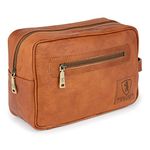 Berliner Bags Vintage Leather Toiletry Bag Paul, Cosmetics Case for Men and Women for Travel - Brown