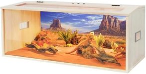 Prolee Reptile Terrarium, Lizard Tank Up to 68 Gallons, Bearded Dragon Tank with Roof Door, Snake Tank with Built-in Lamp Fixture and Switch (68 Gallon, 48" Long, Openable Wood Roof)