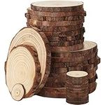 Kurtzy Natural Unfinished Wood Slices (30 Pack) - 3-16cm / 1.18-6.29 inches Diameter - Wooden Log Circles with Bark & No Hole - for DIY Arts and Crafts, Christmas Ornaments and Wedding Decoration