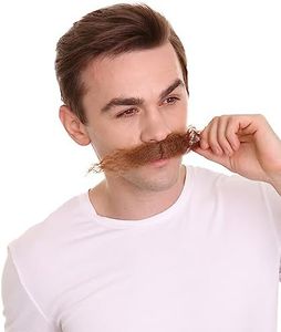 HPO Men's Head Mechanical Genius Curly Mustache Multiple Color Options (Brown)