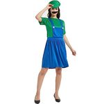 YIYUANIJI Super Bro Classic Fancy Dress Costume,Halloween Cosplay Fancy Dress Out fit Costume,With Hat and Mustache Costume Set for Aldult/Child