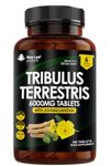 Tribulus Terrestris 6000mg High Strength Tablets Enriched with Ashwagandha - Tribulus Terrestris with 95% Sapopins - 360 Tribulus Terrestris Tablets Made in The UK by New Leaf