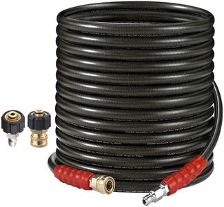 RIDGE WASHER Pressure Washer Hose 50 Feet X 3/8 Inch for Hot and Cold Water, 2-Wire Steel Braid Hose (R2), 3/8 Inch Quick Connect, 6000 PSI