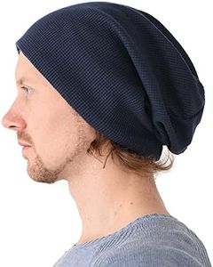 CHARM Slouch Beanie Men & Women - Baggy Slouchy Stretchy Womens Cotton Chemo Hat Japanese Korean Fashion Style Navy (Style A)