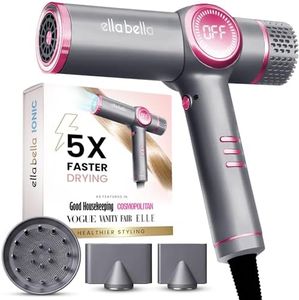 ELLA BELLA® Ionic Hair Dryer with Diffuser - Negative Ion Blow Dryer, Quiet