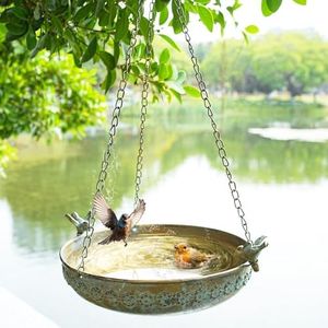 MNRYLKB Hanging Bird Bath, Metal Hanging Bird Baths for Outdoors, Birdbath Hanging for Outside Bird Feeder Seed Tray Garden Yard Decor