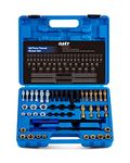 Orion Motor Tech 48 Piece Thread Chaser Set, Metric and SAE Thread Repair Kit with 22 Taps 24 Dies 2 Thread Files, Universal Rethreading Kit Thread Restorer Tool Set in UNC UNF Metric Sizes with Case