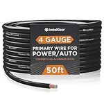 InstallGear 4 Gauge Wire (50ft) Copper Clad Aluminum CAA - Primary Automotive Wire, Car Amplifier Power & Ground Cable, Battery Cable, Car Audio Speaker Stereo, RV Trailer Wiring Welding Cable 4ga