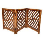 Incredible Arts Wooden Freestanding Fold-able Safety Gate for Child, Step Over Fence, Kids Safety Gate for The House, Doorway, Stairs, Extra Wide Brown (3-Panels- Teer-Frame Design)