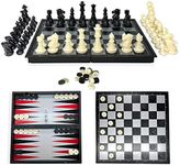 xwin sportseries Education Series Plus, (Pack of 2) Chess, Backgammon, Checkers 3 in 1 Set Large 35cm,Travel Foldable Chess Board, Draughts and Checkers Set, Strategy Games for Kids, Adults