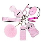 Upgraded Ankilo Safe Sound Personal Alarm 10 Pcs Set Self Defense Keychain Set for Women and Kids with LED Light, No Touch Door Opener, Whistle, Pink, CP144P_10PCS-MA01UK