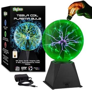 Playbees Colorful Plasma Ball - 7 Inch - Tesla Coil Bulb Static Electricity in a Vacuum Pressurized Glass Globe, Nebula Thunder Lightning, Plug-in - for Parties, Decorations, Prop, STEM - Green