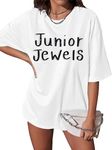 Junior Jewels Shirt Women Pop Music Tshirt Country Concert Fans Gift Tees 90s Music Album Graphic Short Sleeve Tops, White-a, Medium