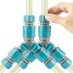 Navaris Twin Hose Connector (Pack of 2) - Quick Connector 2 Way Garden Hosepipe Splitter Adapter for Outside Water Faucet Tap Fitting - Plastic 'Y' Attachment