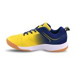 Nivia HY-Court 2.0 Badminton Shoe for Mens | Rubber Sole Shoes with Upper Mesh for Sports, Badminton, Volleyball, Squash, Table Tennis, Nonmarking Sole (Yellow/Blue) Size - UK-5