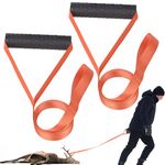 2 Pcs Deer Drag Rope, Orange Deer Drag Harness Heavy Duty Deer Draging Strap with Non-Slip Handle, 1700lbs Load-Bearing Deer Drag and Harness Hunting Gear Accessories for Men Women Hunter