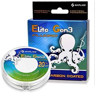 SAPLIZE Fluorocarbon Coated Fishing Line, Super Abrasion Resistance Low Stretch Easy Casting Fishing Line 14LB, 300Yards