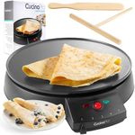 Crepe Maker and Non-Stick 12" Griddle- Electric Crepe Pan with Spreader and Recipes Included- Also use for Blintzes, Eggs, Pancakes and More
