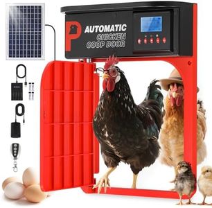 Proshine Upgrade Door Opening, Automatic Chicken Coop Door, Solar Powered Chicken Coop Door, Light Sensor&Timer, Remote Control, Multiple Power Options with Solar Panel(Red)