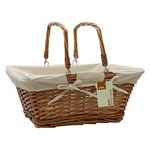 JVL 49-24-306A Split Shopping/Hamper Storage Basket with Cream Lining, Buff Willow, One Size