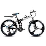 Sunspeed Men Skyride BMV X6 Foldable Cruiser Bicycle| Black Bike with 21-Speed Gears, Dual Disc Brakes, Hydraulic Suspension and Strong Carbon Steel Frame|Great for City Rides, 26 inch