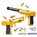 2 Pack Toy Gun - Plastic Shell Ejecting Pistol Blaster with Soft Foam Bullet for Safety Training or Play, Party Birthday for Kids