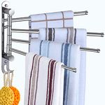 Swivel Towel Rack for Bathroom OHIYO 4 Arm Swing Out Towel Rack Wall Mounted SUS304 Stainless Steel Space Saving Swing Arm Towel Rack Towel Holder for Bathroom