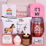 Insulated Wine Tumbler Sets 50th Birthday Gifts for Women, Funny 50th Birthday Hampers Happy 50th Birthday Basket for 50 Year Old Women, Female 50th Birthday Gifts Ideas for Best Friend, Auntie, Mum