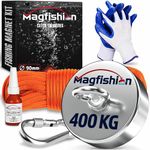 MAGFISHION Magnet Fishing Kit - 400 KG (900lb) - Ø90mm - Super Strong Neodymium Magnet with Rope (20M), Carabiner, Gloves, Threadlocker - Magnetic Fishing Magnets