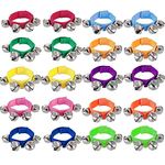 20Pcs Wrist Bells 10 Colors Multicolor Wrist Band Jingle Bells Musical Rhythm Bracelet Foot Ankle Bells Rattles Instrument for Kids Adult Class Party