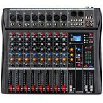 Depusheng DA8 Professional DJ Mixer Sound Board Console 8 Channel Desk System Interface Digital USB MP3 Input 48V Phantom Power Stereo DJ Studio FX Steel Chassis Bluetooth USB Audio Mixer for PC