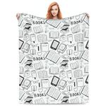 Turamurra Book Lovers Gift Blanket, Soft Warm Reading Plush Flannel Throw Blanket for Friends Teen Girls Boys Women Valentines Day Birthday Graduation Gift, for Couch Sofa Bedroom 60x50