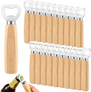 20 Pcs Stainless Steel Bottle Opener Bartender Wood Beer Opener Cider Wine Opener Bottle Opener with Wooden Handle Engraved Gift Set for Wedding Party Home Kitchen Bar Restaurant