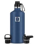 IRON °FLASK Sports Water Bottle - 64 Oz - 3 Lids (Narrow Spout Lid) Leak Proof, Durable Vacuum Insulated Stainless Steel - Hot & Cold Double Walled Insulated Thermos - Mothers Day Gifts