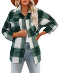 Women's Wool Plaid Shirt Casual Button Down Fall Jackets Oversized Jacket Shacket