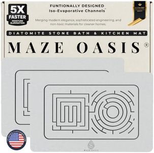 MAZE OASIS Bathroom Mat Set (2 Pack) [Engineered for Hygiene] – Stone Bath Mats for Bathroom & Kitchen Counter Drying Mat – Non Slip Diatomaceous Earth – Serenity Sterling