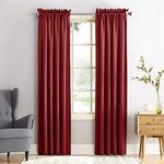 Sun Zero Barrow Energy Efficient Rod Pocket Curtain Panel, 54" x 84", Brick Red