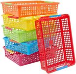 Bright Creations 6 Pack Plastic Turn In Paper Trays for Classroom, Colorful Storage Bin Basket Organizers for School Supplies, 6 Colors (10 x 13.5 In)