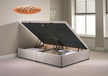 Divan Ottoman Side Lift Storage Bed Single 4'6 Double 5ft King Size Chenille (4FT6 Double, Silver)