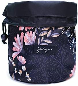 Jadyn Durable Cinch Top Makeup Organizer - Compact Travel Makeup Bag - 7 Interior Pockets for Cosmetics - Drawstring Toiletry Travel Bag for Women - Stylish New Colors - 6L Storage Capacity, Black