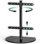 ONKRON Black Glass TV Stand Table for 32-65 Inch TV & Screen, Table Top TV Stand up to 35 kg - Pedestal TV Stand with Mount VESA 100x100 - VESA 400x400/Height Adjustable TV Stand Swivel PT2-B Black