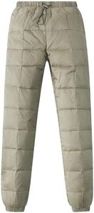 Gihuo Snow Pants Womens Winter Windproof Down Pants Warm Outdoor Ski Pants Padded Loose Ultralight Warm Trousers(Khaki-XSmall)