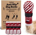 LOOBANI Christmas Double Side Anti-Slip Soft Anti-Slip Dog Socks to Prevent Licking Paws on Hardwood Floors, Dog Paw Grip Protector for Hot/Cold Pavement Traction Control for Senior Dogs, Red L