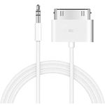 LIONX 30-Pin for Touch/iPhone IP ad Dock to 3.5mm Mini Jack Auxiliary Connector Cable 20cm White (100 cm, White)