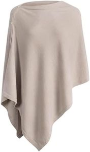 PULI Women's Versatile Knitted Shawls Scarf Poncho Sweater with Buttons Lightweight Spring Summer Fall Wraps warm oatmeal