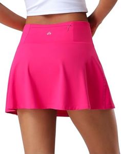 Pioneer Camp Women's 14" Tennis Skirts High Waisted Athletic Golf Skort with Shorts 3 Pockets for Pickleball Workout Running Hot Pink