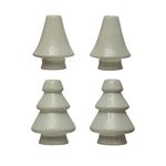 Creative Co-Op Stoneware Tree Taper Candle Holders, White, Set of 4