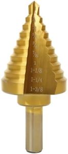 COMOWARE Step Drill Bit - Titanium Coated, Double Cutting Blades, High Speed Steel, Short Length Drill Bit, Total 10 Sizes