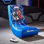 X-Rocker Official Marvel Spider-Man Video Rocker Gaming Chair for Juniors, Folding Rocking Seat Spiderman Licensed Console Gaming Seat, Faux Leather Chair for Children Hero - Spider Man Edition BLUE